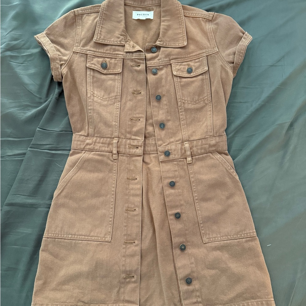 PacSun Tan Button-Up Dress